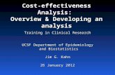 Cost-effectiveness Analysis: Overview & Developing an analysis Training in Clinical Research UCSF Department of Epidemiology and Biostatistics Jim G. Kahn.