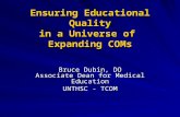 Ensuring Educational Quality in a Universe of Expanding COMs Bruce Dubin, DO Associate Dean for Medical Education UNTHSC - TCOM.