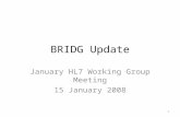 BRIDG Update January HL7 Working Group Meeting 15 January 2008 1.