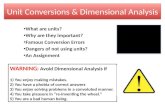 What are units? Why are they important? Famous Conversion Errors Dangers of not using units? An Assignment WARNING: Avoid Dimensional Analysis if 1) You.