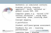 Authentic or simulated contexts Problem solving /inquiry approach*- local, national or global issues E4E, E4S Computer games e.g. ‘Second Life’ virtual.