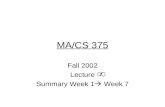 MA/CS 375 Fall 2002 Lecture Summary Week 1  Week 7.