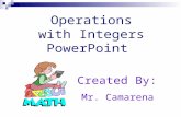 Operations with Integers PowerPoint Created By: Mr. Camarena.