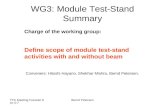 TTC Meeting Frascati Dec 5-7 Bernd Petersen WG3: Module Test-Stand Summary Charge of the working group: Define scope of module test-stand activities with.