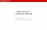 Administrative Leadership Meeting Tuesday, Sept. 15, 2015 Chancellor Randy Woodson.