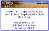 11 SHARP 9.1 Upgrade/Time and Labor Implementation Meeting Department of Administration January 2013.