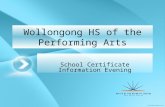 Wollongong HS of the Performing Arts School Certificate Information Evening.