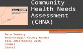 Shared Community Health Needs Assessment (CHNA) Data Summary Androscoggin County Report Fall 2015/Spring 2016 [name] [date]