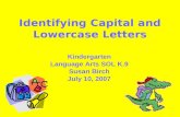 Identifying Capital and Lowercase Letters Kindergarten Language Arts SOL K.9 Susan Birch July 10, 2007.