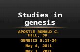 APOSTLE RONALD C. HILL, SR. GENESIS 5:18-24 May 4, 2011 May 7, 2011 STUDIES IN GENESIS.