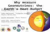 Why measure Geoneutrinos: the Earth's Heat Budget Bill McDonough, *Scott Wipperfurth Geology, U Maryland Fabio Mantovani, *Virginia Strati Physics, U Ferrara,