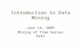 Introduction to Data Mining June 14, 2005 Mining of Time Series Data.