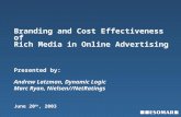Branding and Cost Effectiveness of Rich Media in Online Advertising Presented by: Andrew Latzman, Dynamic Logic Marc Ryan, Nielsen//NetRatings June 20.