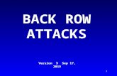 1 BACK ROW ATTACKS Version 5 Sep 17, 2015 2 An interactive MS Office Power Point presentation best viewed using the latest version of MS Power Point.
