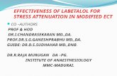 EFFECTIVENESS OF LABETALOL FOR STRESS ATTENUATION IN MODIFIED ECT CO –AUTHORS PROF & HOD DR.I.CHANDRASEKARAN MD.,DA. PROF.DR.S.G.GANESHPRABHU MD.,DA. GUIDE: