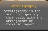 Stratigraphy Stratigraphy is the branch of geology that deals with the arrangement of rocks in layers.