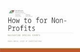 How to for Non-Profits NAVIGATING SPECIAL EVENTS DONIA AMICK, CHIEF OF INVESTIGATIONS.