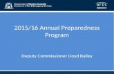 2015/16 Annual Preparedness Program Deputy Commissioner Lloyd Bailey.
