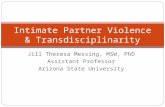 Jill Theresa Messing, MSW, PhD Assistant Professor Arizona State University Intimate Partner Violence & Transdisciplinarity.