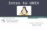 Intro to UNIX Presented by: Student Ambassadors: Lauren Lewis Martin Sung.