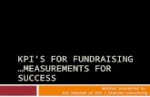 KPI’S FOR FUNDRAISING …MEASUREMENTS FOR SUCCESS Webinar presented by Kim Olmsted of Kim J Olmsted Consulting.
