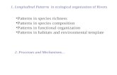 1. Longitudinal Patterns in ecological organization of Rivers Patterns in species richness Patterns in species composition Patterns in functional organization.