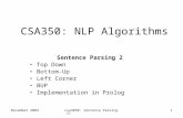 November 2004csa3050: Sentence Parsing II1 CSA350: NLP Algorithms Sentence Parsing 2 Top Down Bottom-Up Left Corner BUP Implementation in Prolog.