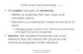 BIO 102 Lec 2:Cell & Cell Chemistry HANDOUT 1 Cells and Cell Chemistry rev 12-12 All matter consists of elements –Matter is anything that has mass and.