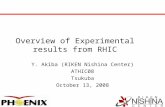 Overview of Experimental results from RHIC Y. Akiba (RIKEN Nishina Center) ATHIC08 Tsukuba October 13, 2008.