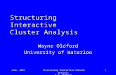 June, 2003Structuring Interactive Cluster Analysis R.W. Oldford 1 Structuring Interactive Cluster Analysis Wayne Oldford University of Waterloo.