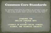 STANDARDS FOR ENGLISH LANGUAGE ARTS & LITERACY IN HISTORY/SOCIAL STUDIES, SCIENCE, AND TECHNICAL SUBJECTS The Standards define what all students are expected.