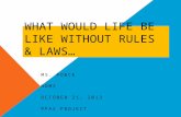 WHAT WOULD LIFE BE LIKE WITHOUT RULES & LAWS… MS. PONCE NDMS OCTOBER 21, 2013 PPAS PROJECT.