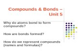Compounds & Bonds – Unit 5 Why do atoms bond to form compounds? How are bonds formed? How do we represent compounds (names and formulas)?