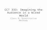 CCT 333: Imagining the Audience in a Wired World Class 8: Quantitative Methods.
