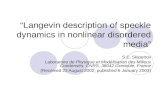 “Langevin description of speckle dynamics in nonlinear disordered media” S.E. Skipetrov Laboratoire de Physique et Modélisation des Milieux Condensés,