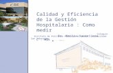 Calidad y Eficiencia de la Gestión Hospitalaria : Como medir Dr. Emilio Santelices C. MBA Coloquio Instituto de Políticas Públicas en Salud. Universidad.