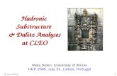 Hadronic  Substructure  & Dalitz Analyses at CLEO