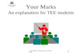 Your Marks An explanation for TEE students