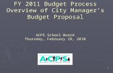 FY 2011 Budget Process Overview of City Manager’s Budget Proposal