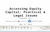 Accessing Equity Capital: Practical & Legal Issues