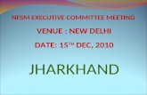 NFSM EXECUTIVE COMMITTEE MEETING  VENUE : NEW DELHI DATE: 15 TH  DEC, 2010 JHARKHAND