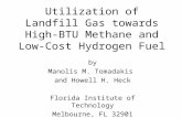 Utilization of Landfill Gas towards High-BTU Methane and Low-Cost Hydrogen Fuel