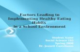 Factors Leading to Implementing Healthy Eating Habits  in a School Environment