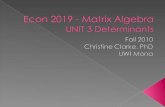 Econ 2019 - Matrix Algebra UNIT 3 Determinants