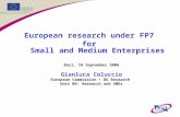 European research under FP7  for  Small and Medium Enterprises Bari, 16 September 2006
