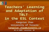 Teachers’ Learning and Adaptation of TBLT  in the ESL Context