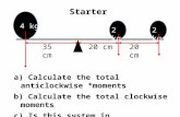 Calculate the total anticlockwise *moments  Calculate the total clockwise moments