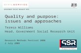 Quality and purpose: issues and approaches