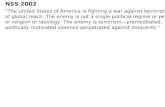 NSS 2002 "The United States of America is fighting a war against terrorists