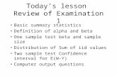 Today’s lesson  Review of Examination 1